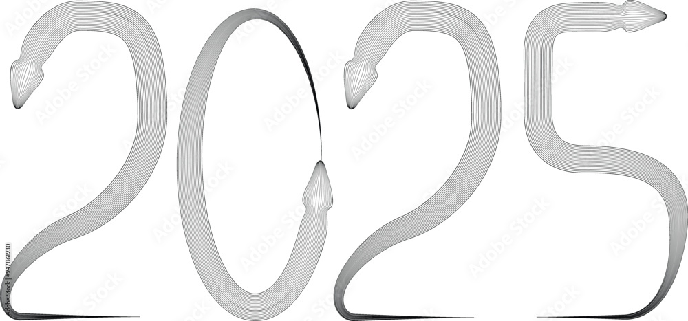 Obraz premium Snake logo. Chinese new year 2025 zodiac snake symbol .design elements .Abstract flow linear fluid shapes .Curved lines pattern . Vector illustration