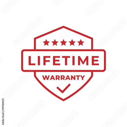 Set of Lifetime Warranty Stamp, Imprint, Seal Template in flat color. Vector Stock Illustration
