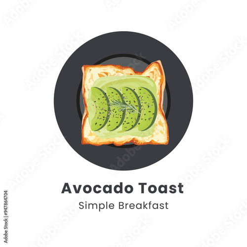 Hand drawn vector illustration of Avocado Toast on white background