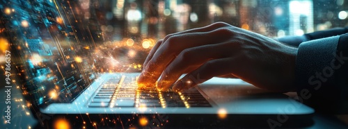 Big data analyst implementing predictive models in server room data center storage digital technology database research IT support telecommunication concept