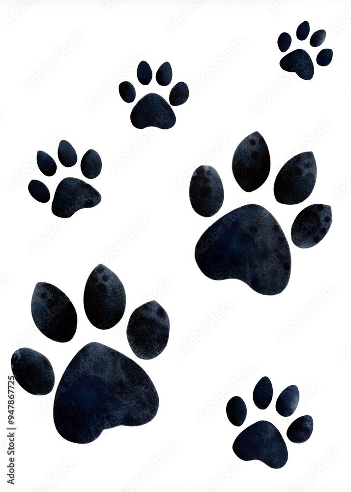 Fototapeta premium black footprints left on white background by an animal lion