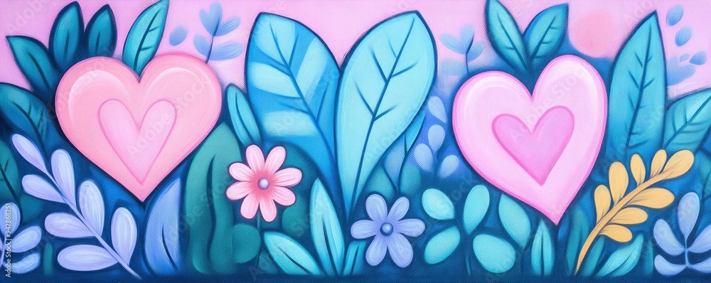 Vibrant Heart and Floral Design, A Whimsical Exploration of Love and Nature in Modern Art Vibrant Heart and Floral Design, A Whimsical Exploration of Love and Nature in Modern Art