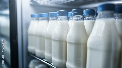 Milk Bottles in a Refrigerator