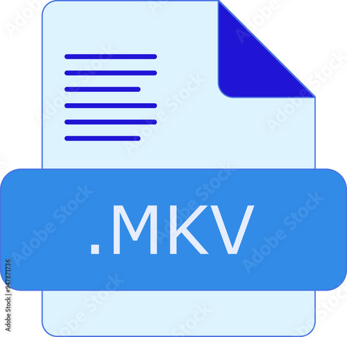 MKV File extension icon insidse fill with lines fill