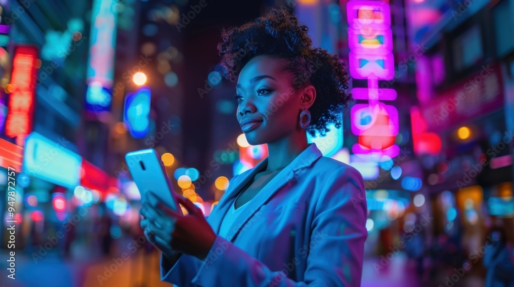 The woman using phone The woman using phone