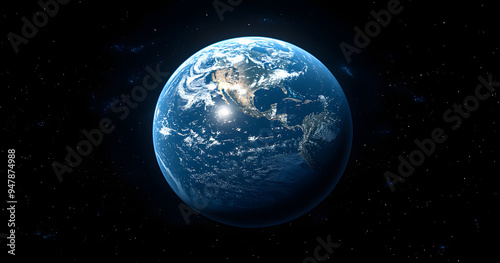 High-Resolution image of Earth from Space with a Stunning View of white clouds and the dark expanse of outer space. 