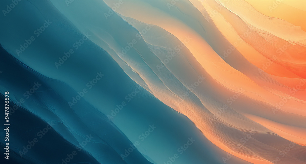 Obraz premium Abstract background with smooth lines in orange and blue colors, illustration.