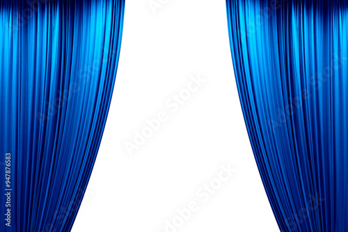 blue stage curtain, photo, png isolated on transparent background	