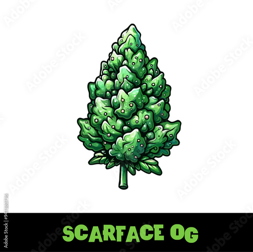 Vector Illustrated Scarface OG Cannabis Bud Strain Cartoon