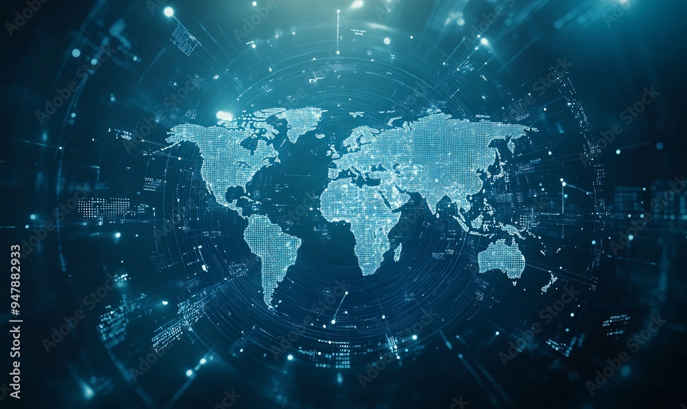 A light blue background with a digital world map and global network connections, representing the concept of international business or connectivity A light blue background with a digital world map and global network connections, representing the concept of international business or connectivity
