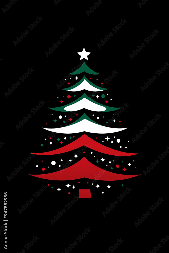 greeting card with christmas tree isolated on black background greeting card with christmas tree isolated on black background