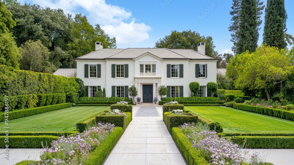 Breathtaking Luxury Mansion with Elegant Formal Landscaping and Manicured Gardens Breathtaking Luxury Mansion with Elegant Formal Landscaping and Manicured Gardens