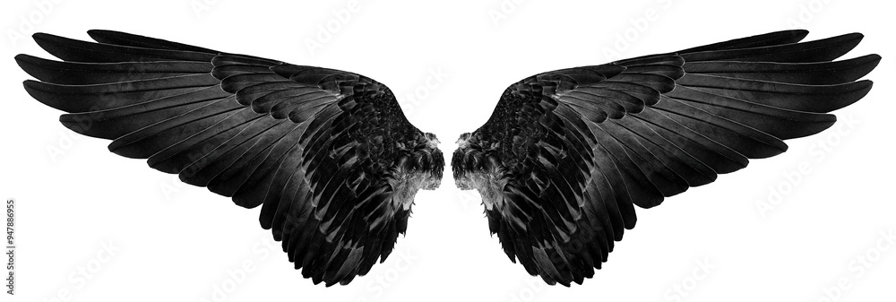 Naklejka premium black wings isolated on a white