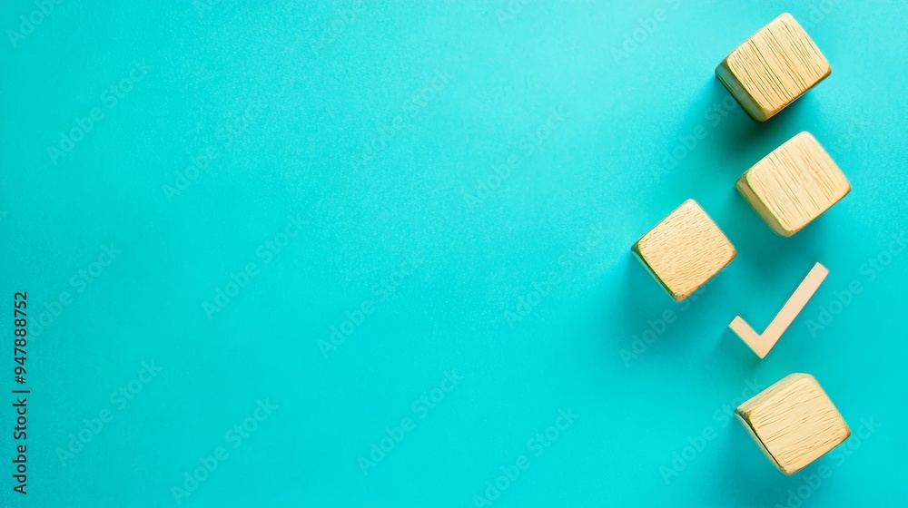 To update the concept of tracking and managing work tasks, the checkbox on the wooden block cube needs to be updated. To update the concept of tracking and managing work tasks, the checkbox on the wooden block cube needs to be updated.