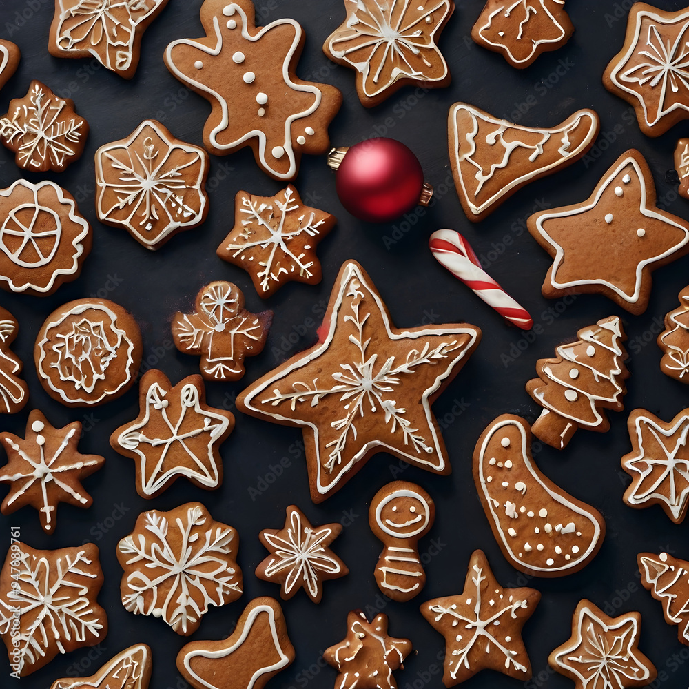 Set of Christmas decorations. Collection of different Gingerbread Cookies. Set of Christmas decorations. Collection of different Gingerbread Cookies.
