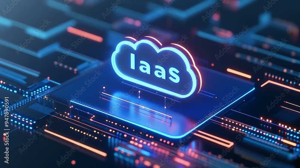 3D rendering of Infrastructure as a Service (IaaS) concept, digital futuristic background with technology and cloud computing theme. 3D rendering of Infrastructure as a Service (IaaS) concept, digital futuristic background with technology and cloud computing theme.