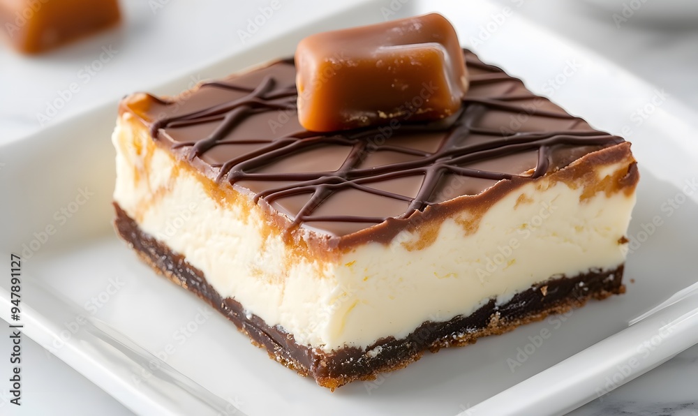 cream cheese chose, drizzled with chocolate and topped with caramels, Generative AI cream cheese chose, drizzled with chocolate and topped with caramels, Generative AI