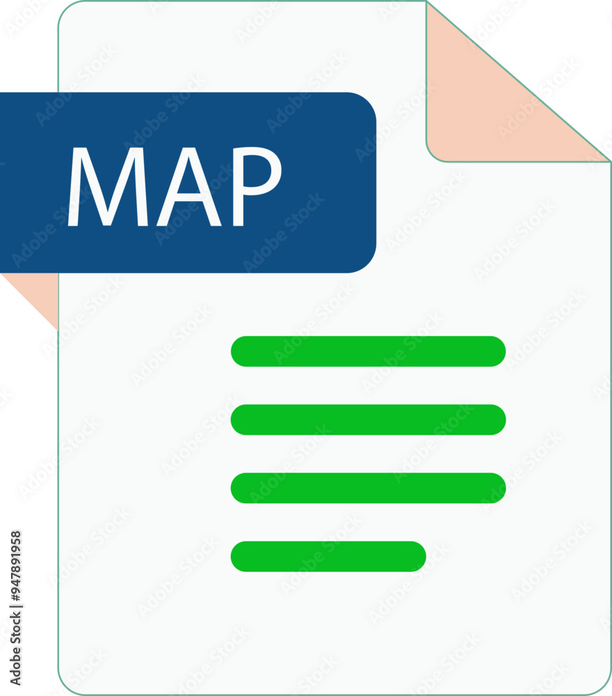 MAP File icon with folded style document MAP File icon with folded style document