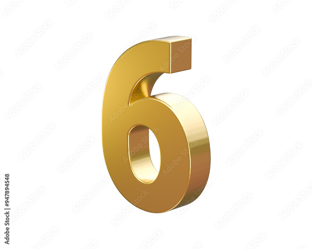 3d gold number 6