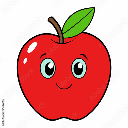 Cartoon red apple isolated