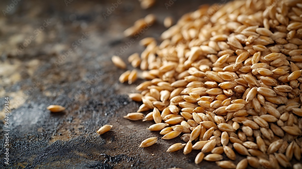 Fototapeta premium A close-up of organic spelt grain, capturing every intricate detail in macro.