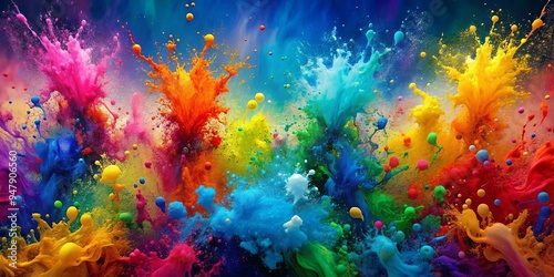 Fototapeta Naklejka Na Ścianę i Meble -  Multicolor splashes creating a vibrant and abstract HD wallpaper, multicolor, splashes, abstract, vibrant, HD, wallpaper