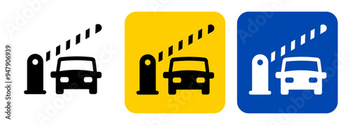 Car gate barricade symbol icon of checkpoint car park entrance