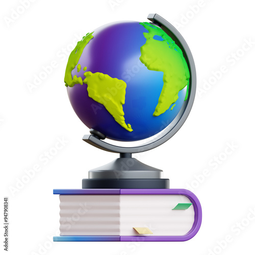 Globe on top of book 3D Icon