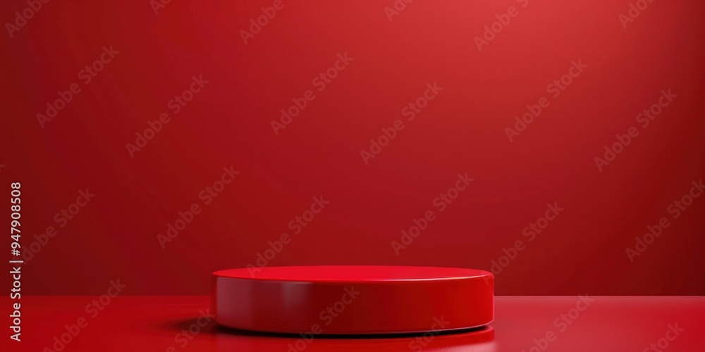 a bold red podium with smooth edges set against a deep red gradient background. a bold red podium with smooth edges set against a deep red gradient background.