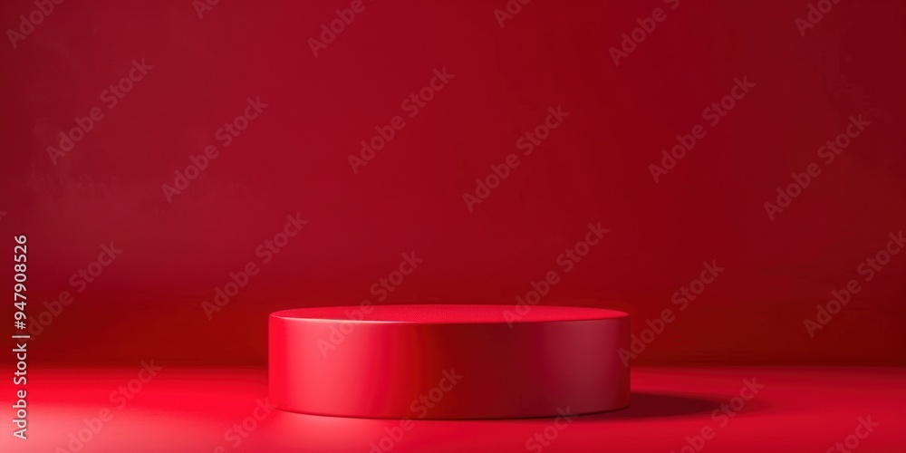 a bold red podium with smooth edges set against a deep red gradient background. a bold red podium with smooth edges set against a deep red gradient background.