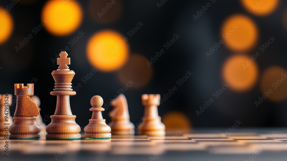 Futuristic Holographic Chessboard with Digital Pieces Representing Tech Warfare Strategy Futuristic Holographic Chessboard with Digital Pieces Representing Tech Warfare Strategy