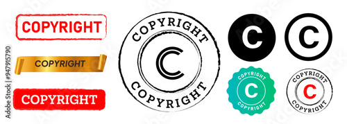 C copyright label emblem symbol of registered legal right protection collection