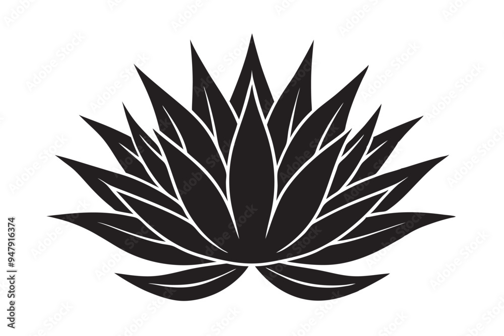 Succulent Agave Silhouette Vector Illustration | Desert Flower Graphic Design Element Succulent Agave Silhouette Vector Illustration | Desert Flower Graphic Design Element