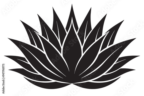 Succulent Agave Silhouette Vector Illustration | Desert Flower Graphic Design Element