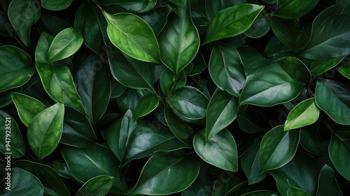 Dark green leaves top view