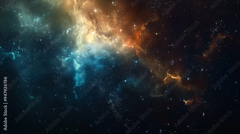 Naklejka premium Colorful Cosmic Nebula in Outer Space
