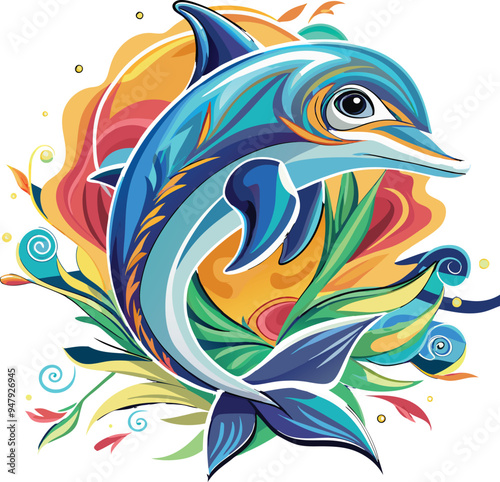 Wallpaper Mural Dolphin vector cartoon illustration Torontodigital.ca