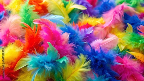 Close-up of a portion of colorful feather boa, feathers, fashion, costume, texture, fluffy, fluffy, decorative, accessory