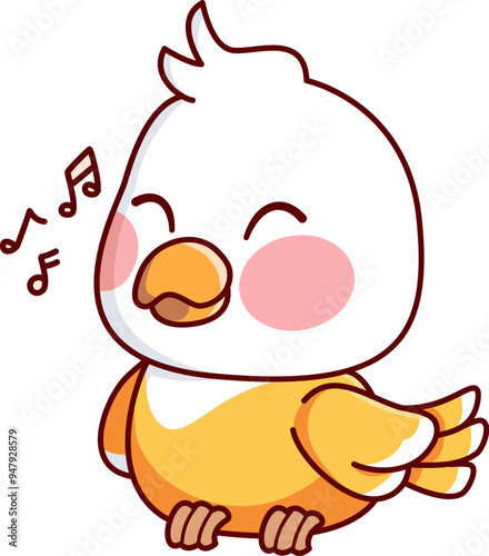 cute birds chirping Vector Illustration Icon. Flat Cartoon Style