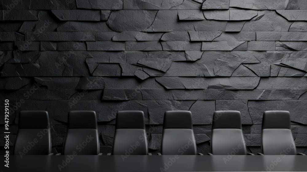 Fototapeta premium Office boardroom with empty chairs and a premium texture background