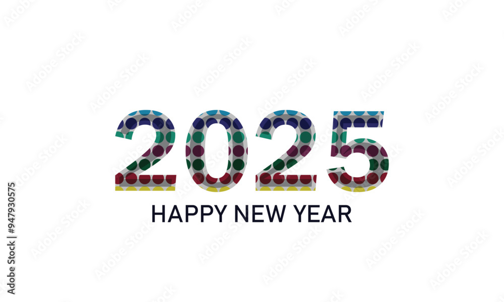 Happy New Year 2025 Text Design with Colorful Mosaic Pattern. Happy New Year 2025 Text Design with Colorful Mosaic Pattern.