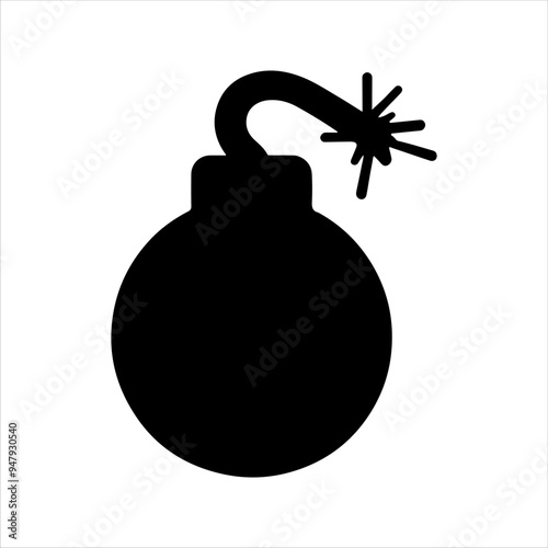 Black bomb with burning sparks silhouette vector illustration design on white background.