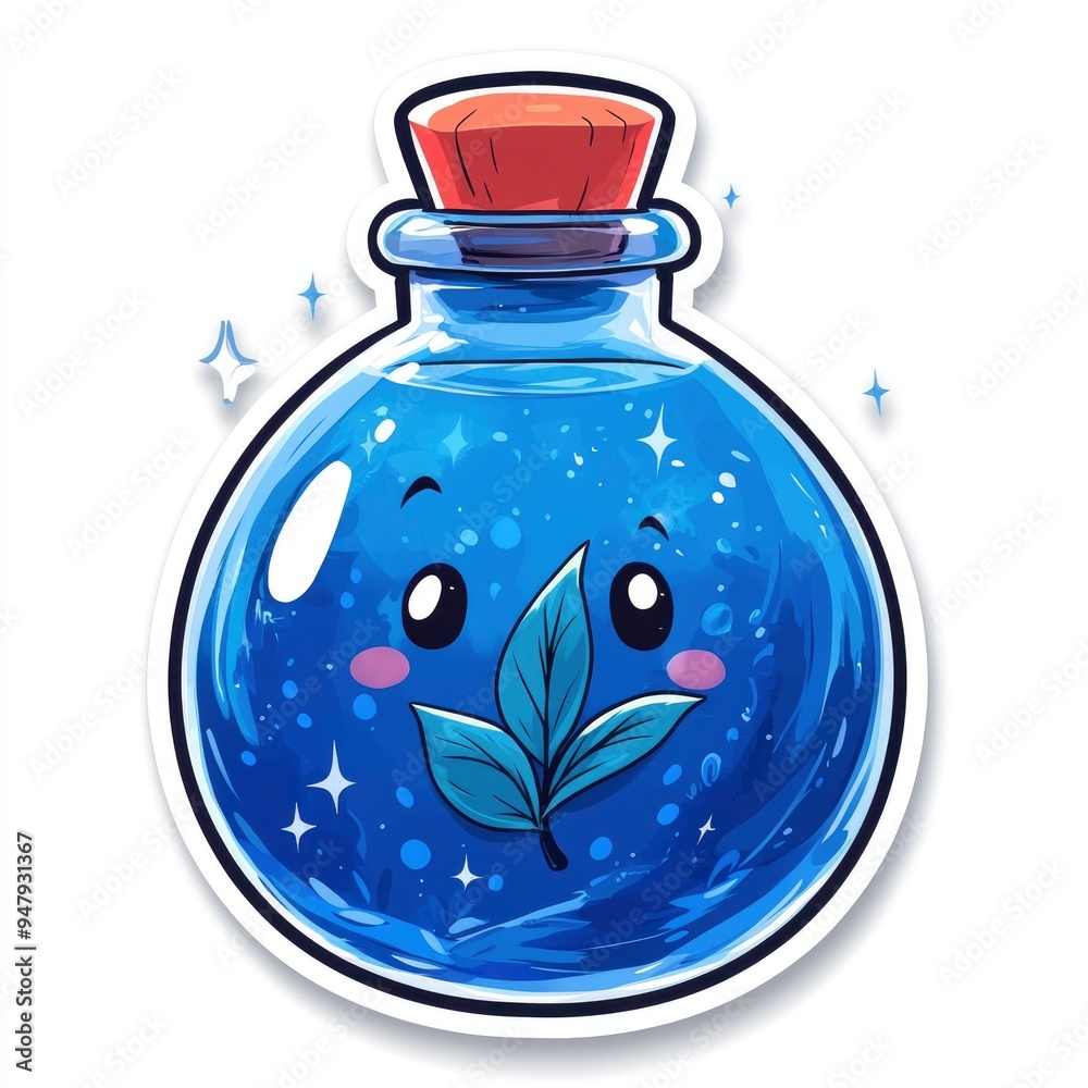 Cute Cartoon Magic Potion Bottle with Leaf