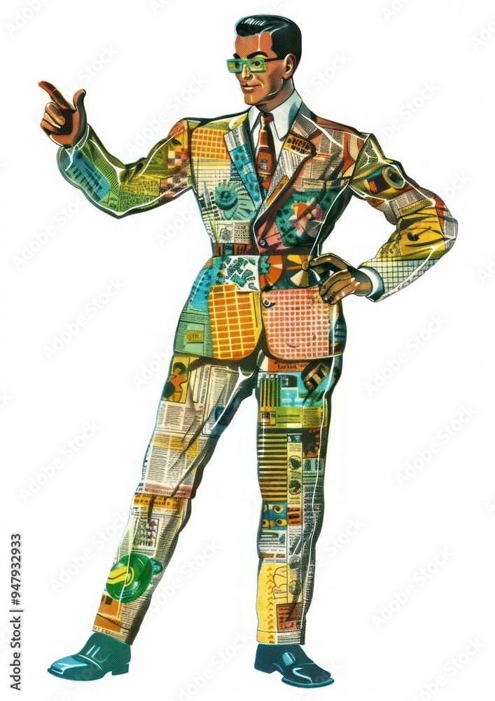Colorful businessman collage illustration Colorful businessman collage illustration