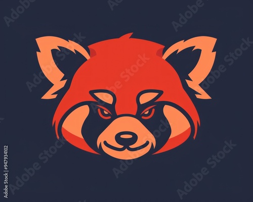 Red panda mascot logo design with dark blue background. photo