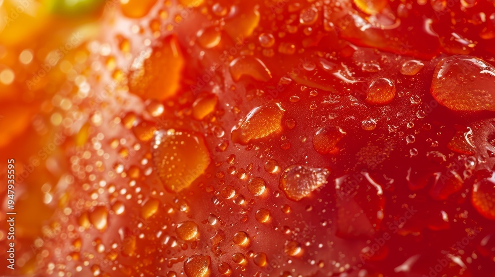 Vibrant Bell Pepper Macro Photography Captivating Water Droplets and Intricate Texture Closeup for Scientific Study and Educational Exploration