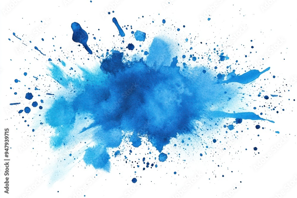 Fototapeta premium Vibrant blue watercolor splash art