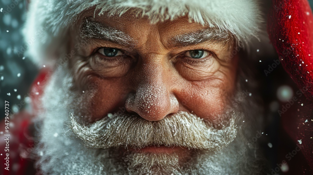 A close-up of a festive, smiling Santa Claus with a snowy beard and hat, capturing the magic of Christmas, Ideal for holiday greetings, advertisements, and festive promotions, A close-up of a festive, smiling Santa Claus with a snowy beard and hat, capturing the magic of Christmas, Ideal for holiday greetings, advertisements, and festive promotions,