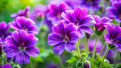 Beautiful purple flowers of the Geranium Brookside herb in full bloom , Geranium, Brookside, Cranesbill, herb, purple flowers