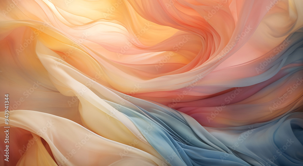 Obraz premium Soft flowing fabric in pastel colors creates a gentle, serene backdrop in an abstract design